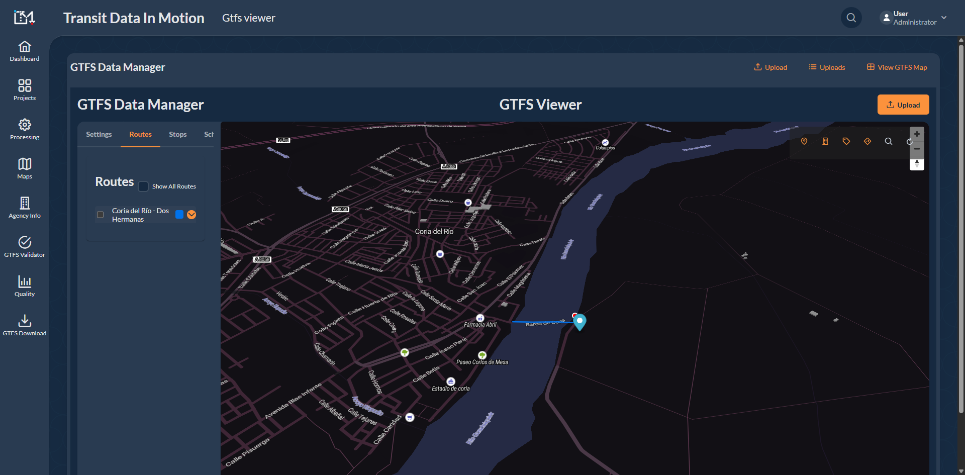 Transfluvial river conditions monitoring