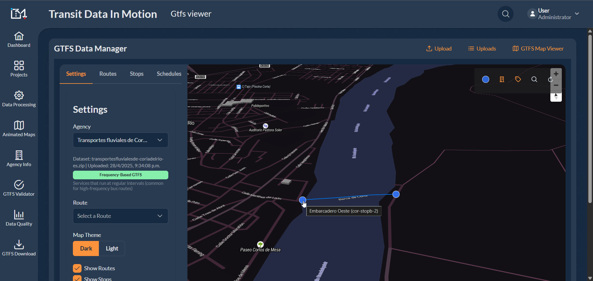Transfluvial route optimization