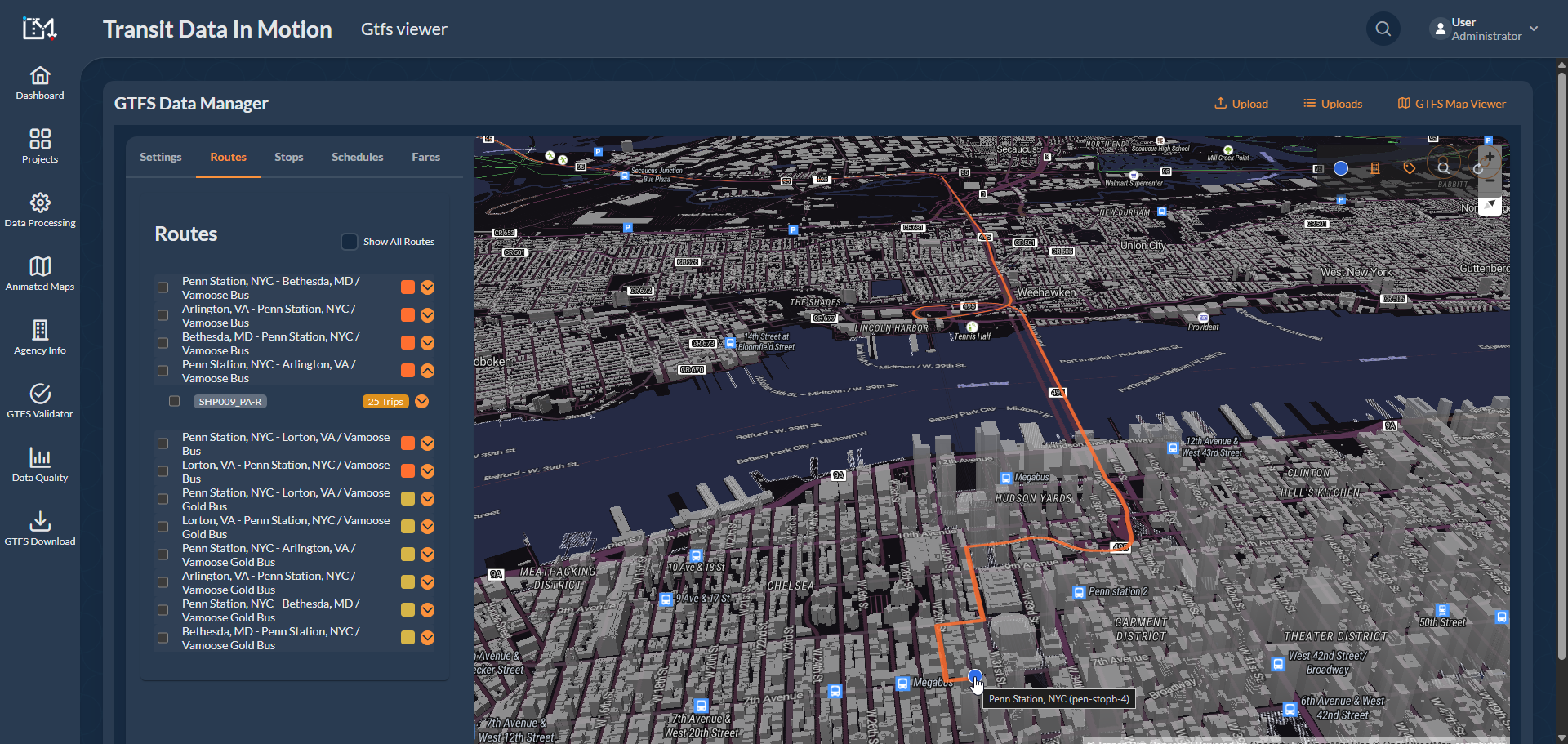 GTFS transit mapping project