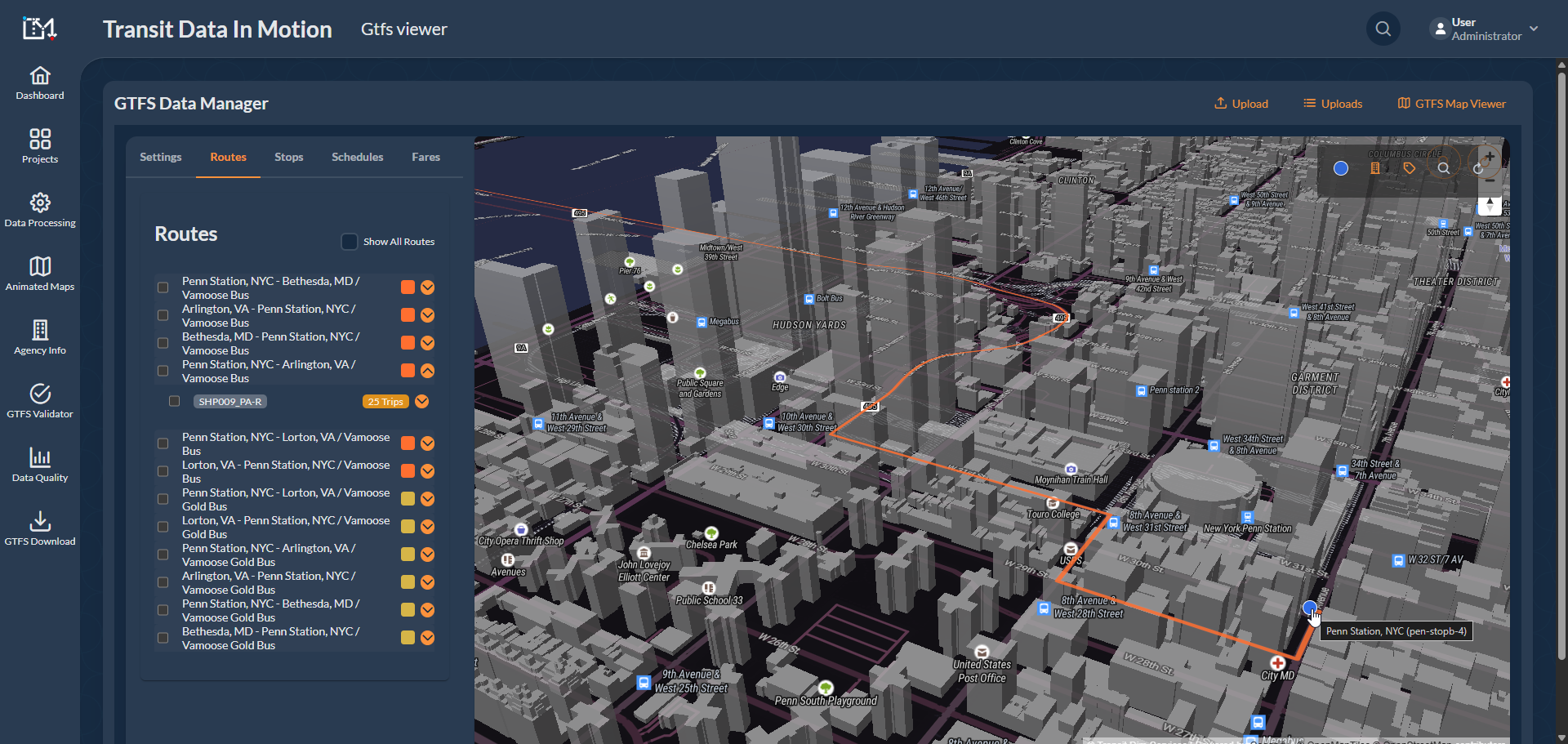 GTFS transit mapping project