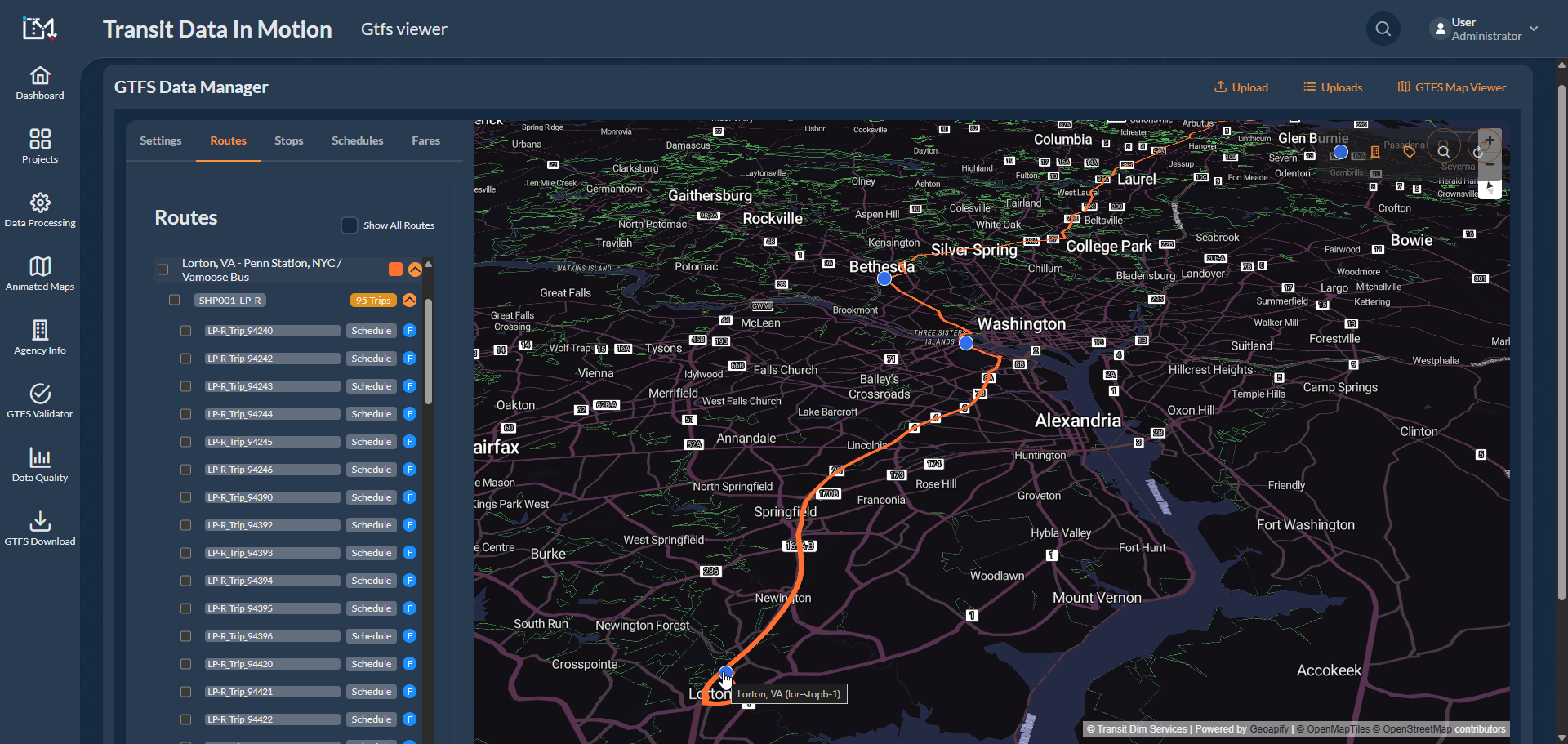 GTFS transit mapping project