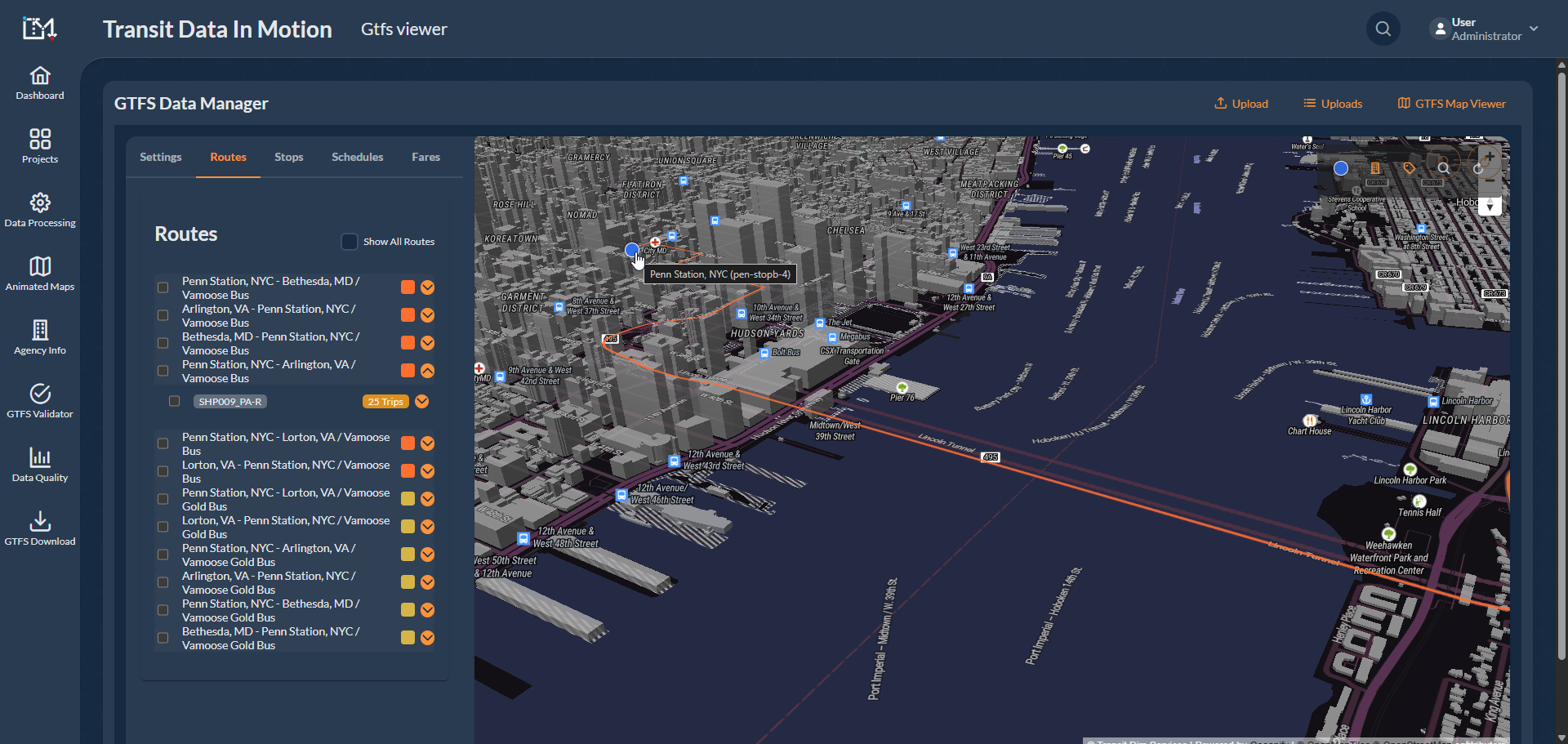 GTFS transit mapping project
