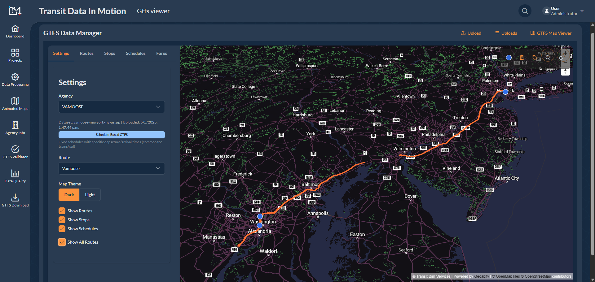 GTFS transit mapping project