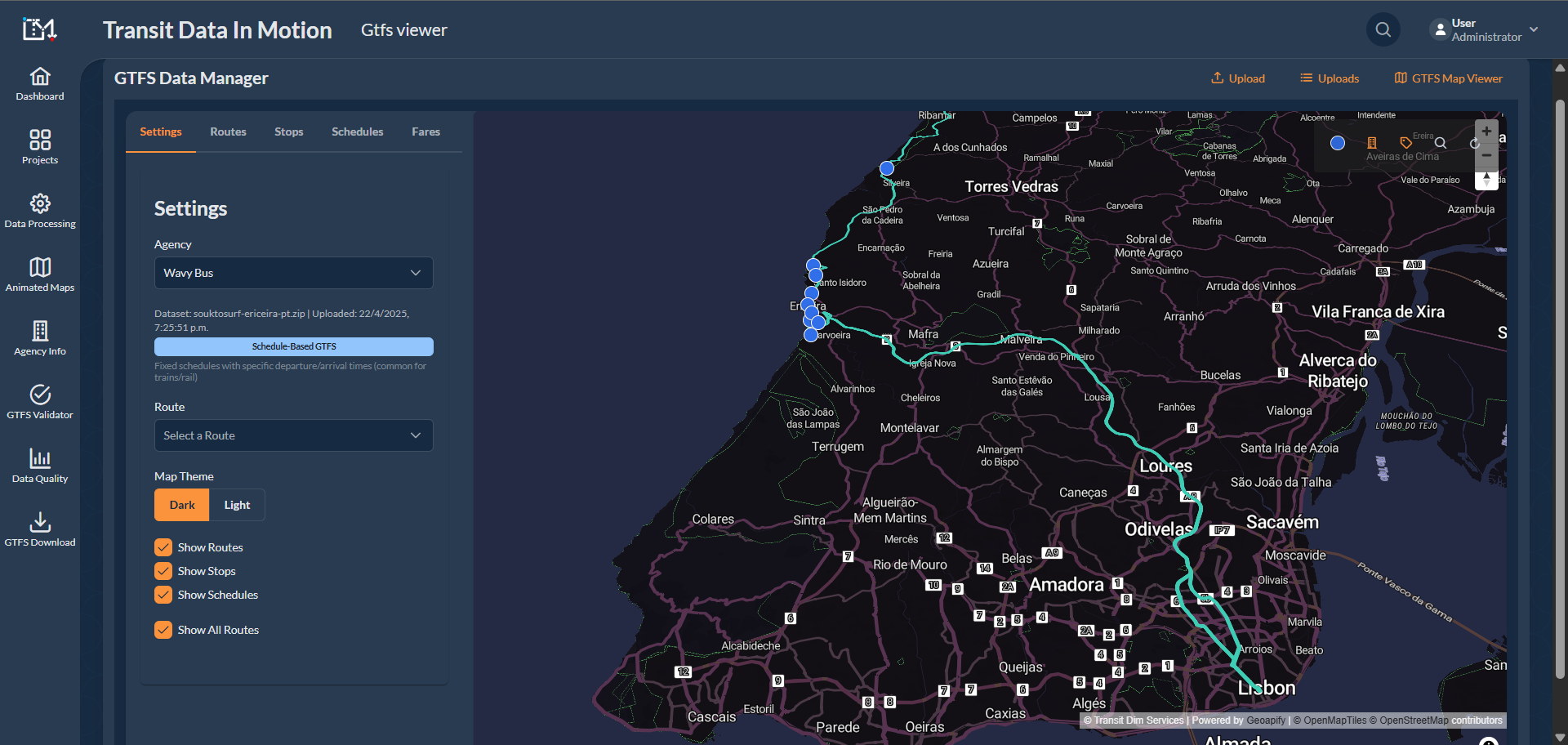 Wavy Bus coastal route map